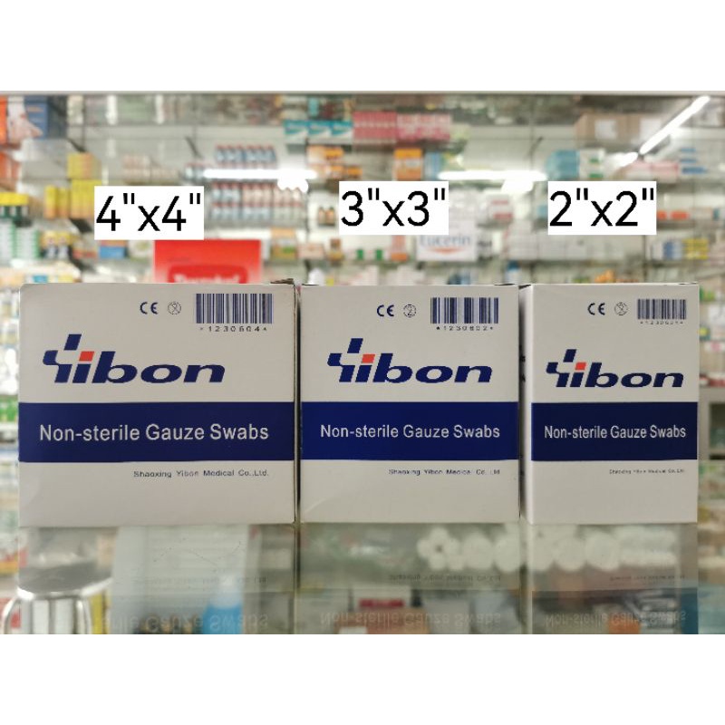 ผ้าก๊อซ​ แบบชิ้น​ ตรา​ Yibon ขนาด​ 2"x2", 3"x3",4"x4" ผ้าพันแผล