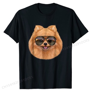 เสื้อยืดผ้าฝ้ายพรีเมี่ยม เสื้อยืดผ้าฝ้าย พิมพ์ลายแว่นกันแดด Pomeranian Dog Wearing Swag Aviator สไตล์ฮิปฮอป สําหรับผู้ชา