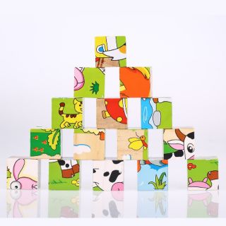 Bobestshop จิกซอว์ไม้ลูกเต๋า แบบ 9 ชิ้น และ 16 ชิ้น สามารถต่อได้ 6 แบบ