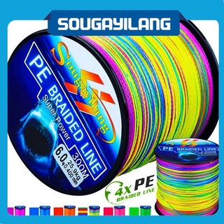 Sougayilang สายตกปลา 300M/328YDS 6 สีถักสายตกปลา 4 เส้น PE ปั่น สายถักรอกตกปลา