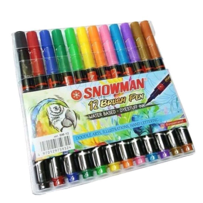 SNOWMAN BRUSH PEN 12 สี BM-12/SPIDOL BRUSH PEN 24 สี/12 สี CALLIGRAPHY BRUSH PEN