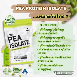 MS Whey PEA PROTEIN ISOLATE ORGANIC เวย์ โปรตีนพืช โปรตีนถั่วลันเตา เพิ่มกล้ามเนื้อ  คุมน้ำหนัก แพ้ soy ขนาด 907 g