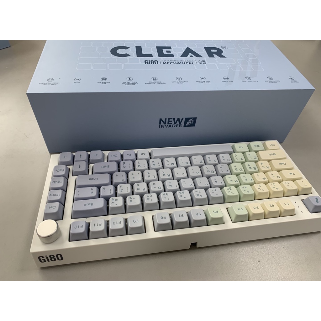1STPLAYER CLEAR 75 MDA PBT KEYCAPS 81 KEYS WITH KNOB WIRELESS KEYBOARD