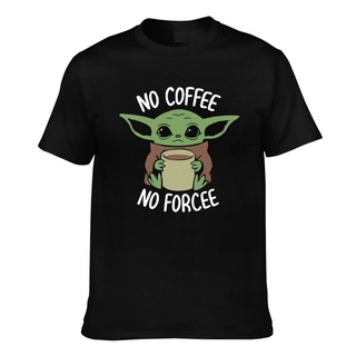 เสื้อยืดโอเวอร์ไซส์เสื้อยืด พิมพ์ลาย Yoda No Coffee No Force แฟชั่นสําหรับผู้ชายS-3XL