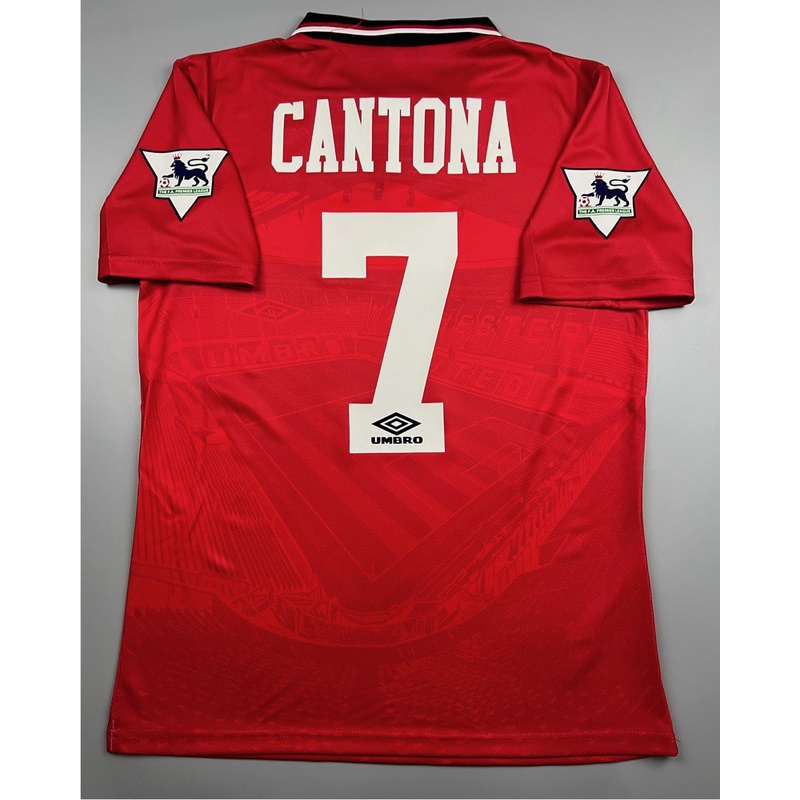 เสื้อบอลย้อนยุค แมนยู 1994 เหย้า ลายสนาม Retro Manchester United Home พร้อมเบอร์ชื่อ 7 CANTONA อาร์มพรีเมียร์ลีค เรโทร ค