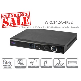 WRC142A-4KS2 NVR 4CH 1U 4 POE 4K &amp; H.265 Lite Network Video Recorder