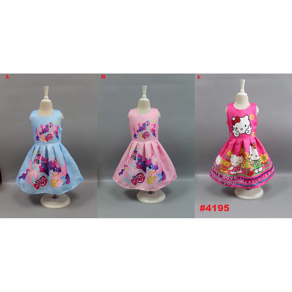CHILDRENS DRESS BLUE CUTE PONY UNICORN MOTIF (RSBY-4195)(4194)