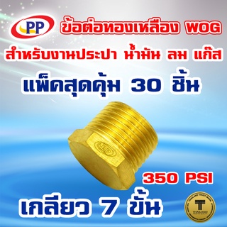 ข้อต่อทองเหลืองปลั๊กอุด PP(พีพี) ตัวผู้&lt;เกลียวนอก&gt; ขนาด 3/4"(6หุน) WOG (ประปา/น้ำมัน/ลม/แก๊ส)  แพ็ค 30 ชิ้น