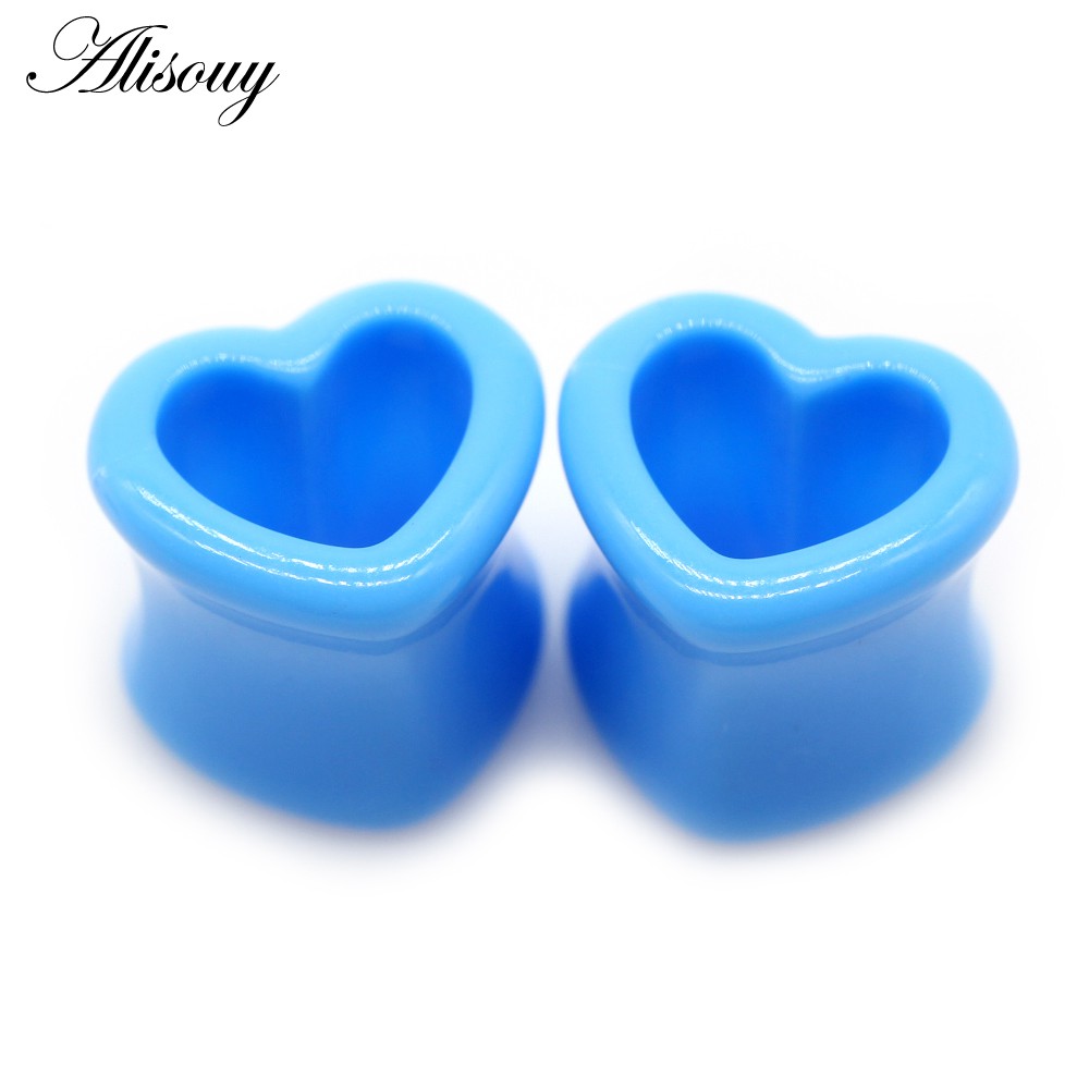 Alisouy 2 ชิ้น 4 มม.-25 มม. สีขาว สีดํา สีน้ําตาล หัวใจ อะคริลิค ปลั๊กอุโมงค์ ยืดเนื้อ เกจขยาย เจาะร่างกาย เครื่องประดับ ราคา ถูกที่สุด ดีลบีเคเค แกลเลอรีภาพที่ 3