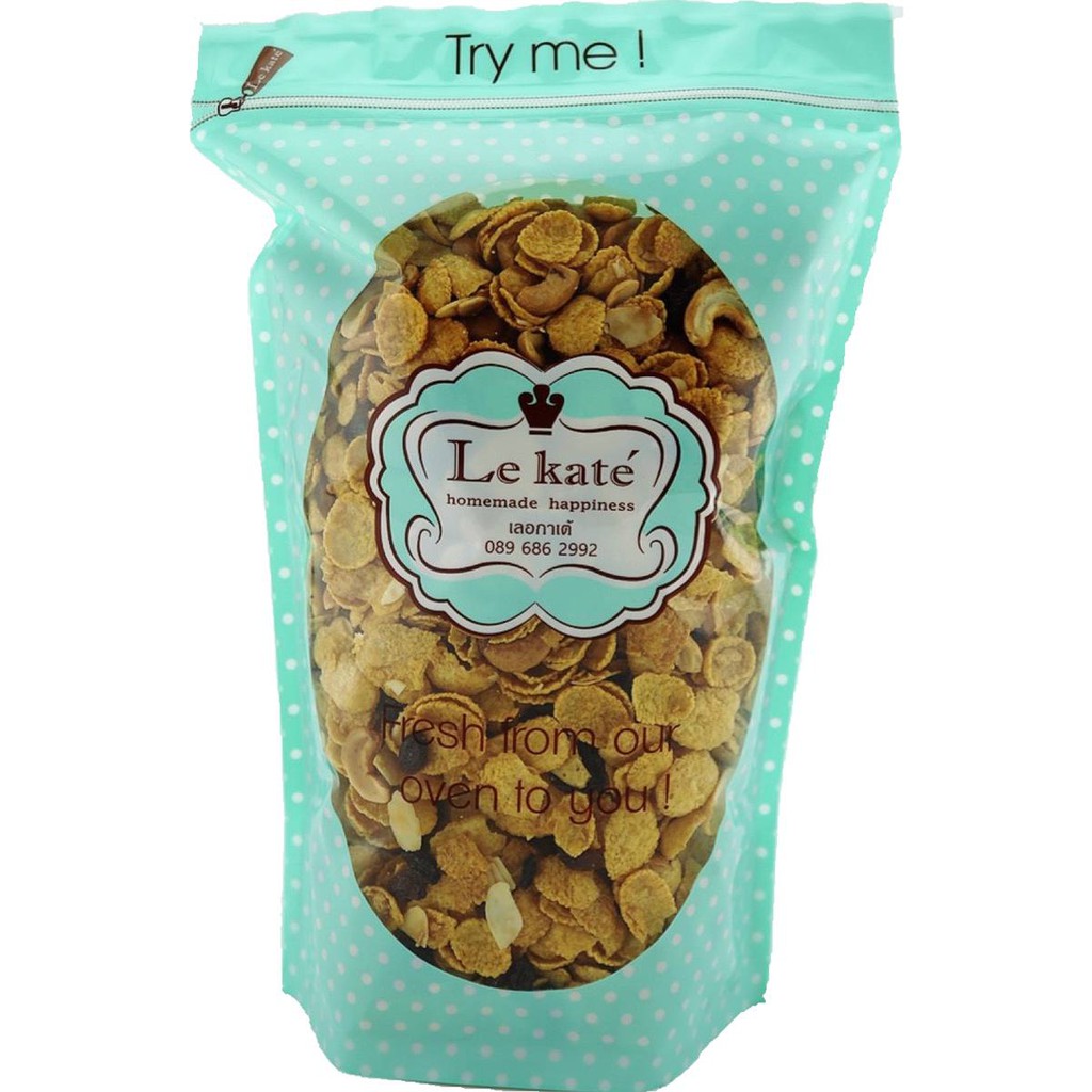 Le Kate' Cornflake คอร์นเฟลก รสคาราเมล (ถุงซิปล็อค) Size L