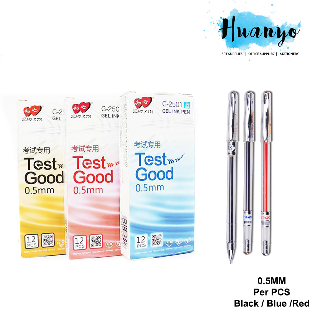 Zhi Xin Test Good Gel Pen 0.5mm Tip G-2501 (สีดํา / น้ําเงิน / แดง) [Per PCS]
