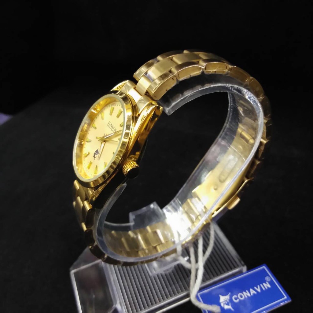 นาฬิกาโทรได้ นาฬิกา casio ผู้ชาย CONAVINนาฬิกาข้อมือชาย-หญิงเรือนทอง2ไมครอน หน้าปัดหรู คลาสสิค หรูหราแพ็กคู่(2เรือน)