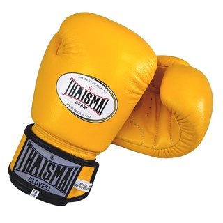 THAISMAI - BG124 นวมชกมวย นวมซ้อมมวย อุปกรณ์มวยไทย นวมต่อยมวย นวม หนังแท้ สีเหลือง - Boxing Gloves Yellow Leather