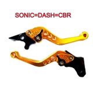 A มือเบรดมือครัช มือเบรคมือครัชแต่ง ปรับระดับ ใส่ SONIC=DASH=LS=CBR สีทอง CNC