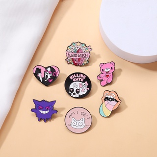 เข็มกลัด รูปการ์ตูนอนิเมะ LUNAR WITCH Lapel Pin Bear Skull Tongue Cat สําหรับติดกระเป๋าเป้สะพายหลัง ของที่ระลึก ของขวัญให้เพื่อน