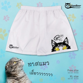 บ๊อกเซอร์ พิมพ์ลาย แมวเหมียว คอลเลคชั่น WHOS THERE-W ผ้าเชิ้ต ทรงสวย ใส่สบาย สยามบ๊อกเซอร์- SiamBoxer