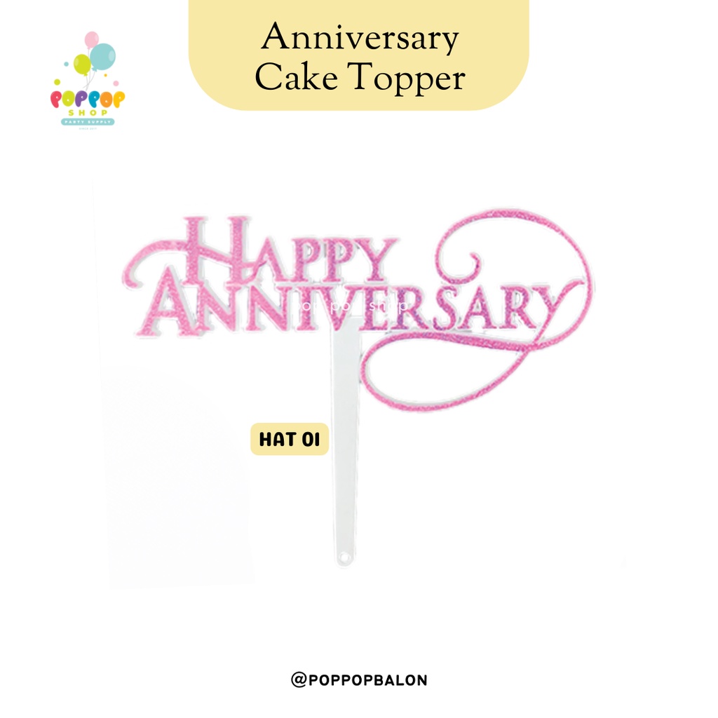 Mini ACRYLIC Happy Anniversary Cake Topper / Cake Pick Decorative