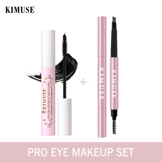 Kimuse เครื่องสําอาง มาสคาร่า 2 ชิ้น + ดินสอเขียนคิ้ว แบบสองหัว กันน้ํา ติดทนนาน