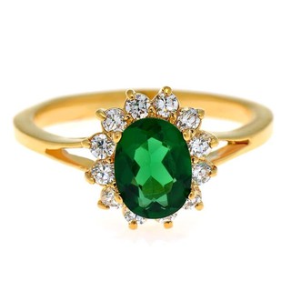 Jewelry Buffet แหวน แหวนทอง แหวนเพชร แหวนพลอย Green CZ ชุบทอง 18K