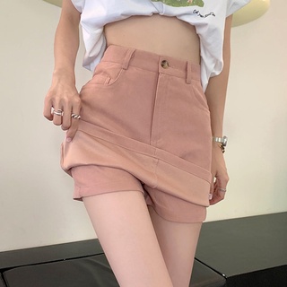 50718 กระโปรงสั้น เอวสูง ทรงเอ ป้องกันแสงสะท้อน สีพื้น