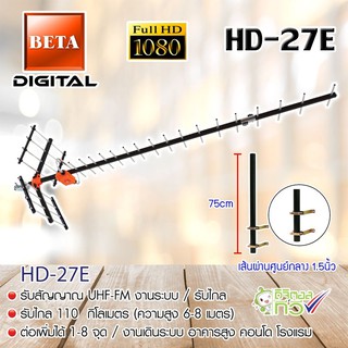 ชุดเสาอากาศทีวีดิจิตอล BETA 27E พร้อมขาตั้งฐานตัว M สูง 75cm. ขนาด 1.5นิ้ว