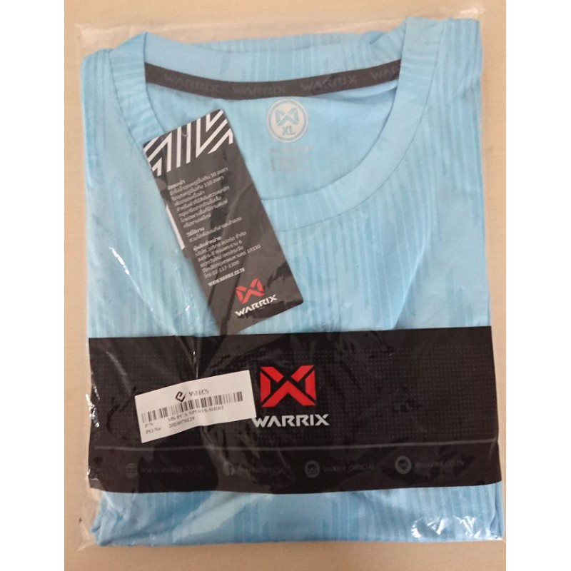 👕เสื้อกีฬา ​WARRIX ไซส์ XL สีฟ้าลายขาว มือหนึ่งพร้อมส่ง