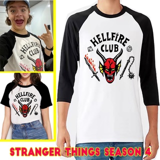 พร้อมส่ง เสื้อยืดแขนสั้น มีฮู้ด คอสเพลย์ Stranger Things Season 4 Hellfire Club Eleven Mike Lucas