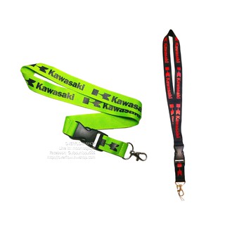 Kawasaki Lanyard+ห่วงเล็ก สายคล้องคอ สายห้อยบัตร สายหนา 2.5 ซม,สกรีนไม่ลอก