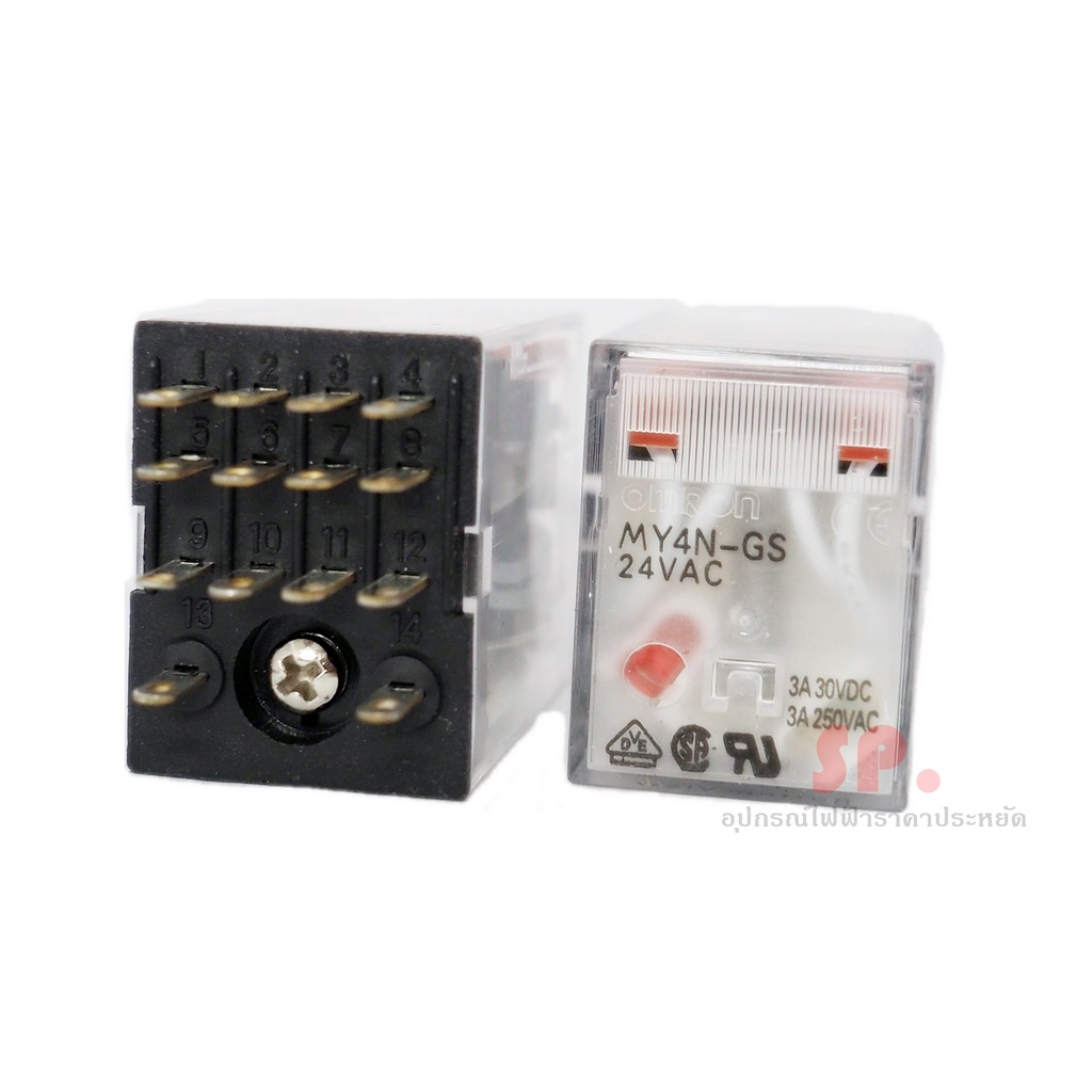 รีเลย์รุ่น MY4N-GS มีไฟโชว์ พิกัดโหลด 3A / General Purpose Relay type MY4N-GS 3A 14pin w/LED – โปรปัง
