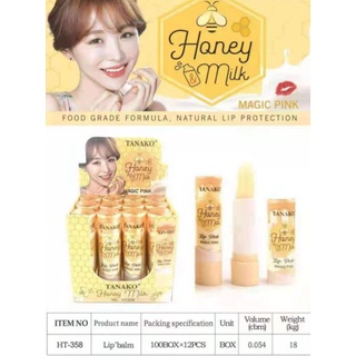 ⚡FLASH SALE⚡♡พร้อมส่ง HT-358 HONEY MILK LIP BALM NATURAL LIP PROTECTION MAGIC PINK TANAKO LIPBALM(12pcs in a box)