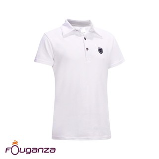 เสื้อโปโลแขนสั้นเด็กสำหรับแสดงการขี่ม้า รุ่น 100 Compete (สีขาว) FOUGANZA