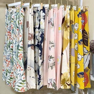 🌸 40ลาย กางเกงขายาวผ้านิ่ม🌸 สไตล์เกาหลี ทรงบานพิมพ์ลายสวย ใส่สบายๆ กางเกงใส่นอน กางเกงลายดอก 🌸#B2