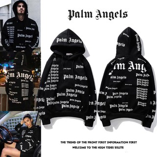 Palm Angels แฟชั่นผ้าฝ้ายเต็มพิมพ์ย้อนยุคโลหะวงเสื้อยืดหลวมสำหรับผู้ชายและผู้หญิง