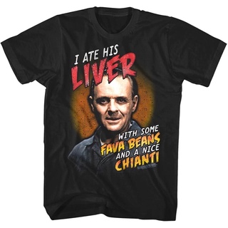 [COD]เสื้อยืด พิมพ์ลาย Silence Of The Lambs I His Ate Liver With Fava Beans Hannibal เข้ากับทุกการแต่งกาย สําหรับผู้ชายS