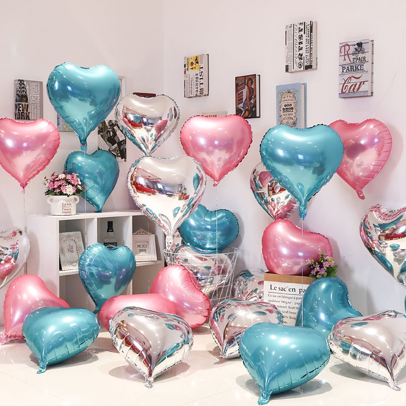 5 นิ้ว 10 นิ้ว 18 นิ้ว Love Heart Shape ฟอยล์อลูมิเนียมฟิล์มบอลลูนสําหรับปาร์ตี้วันเกิดวันวาเลนไทน์