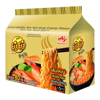 ยำยำสูตรเด็ดบะหมี่กึ่งสำเร็จรูปรสต้มยำกุ้งน้ำข้น80กรัมx6 ซอง Yum Noodles Tom Yum Kung Creamy Flavour 80g x 6 Bags