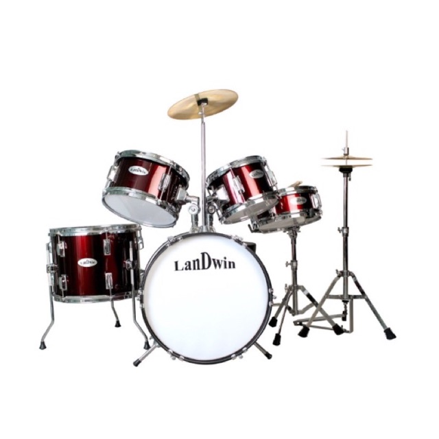 LANDWIN กลองชุด เด็ก 5ใบ Drum Set 5pcs 16"x10"x12L S E600D(แถมไม้กลอง 2 คู่) เด็กอายุ 5-12 ปี