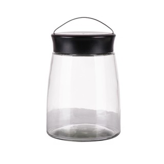 ว๊าว🍟 ขวดโหลแก้วกลมฝาเกลียว 1.4 ลิตร สีดำ ขวดโหล ROUND GLASS CANISTER WITH SCREW LID 1.4L BLACK