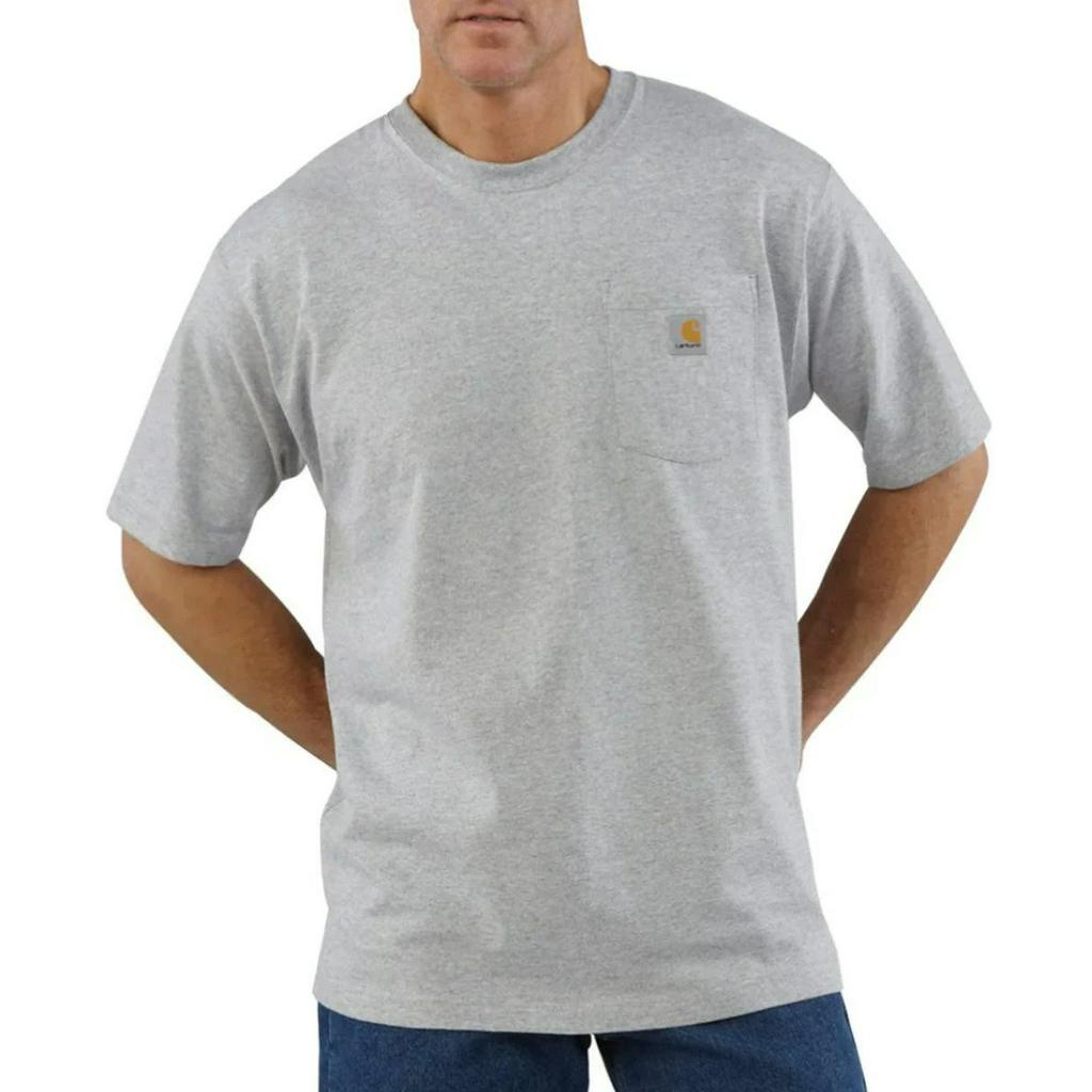 Carhartt Mens K87 Loose Fit Heavyweight Short-Sleeve Pocket T-Shirt ( Heather Grey )