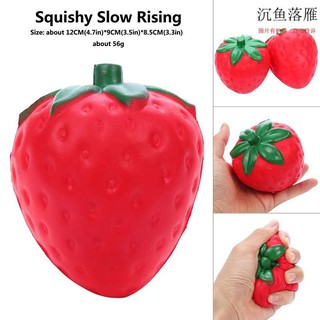 ใหม่ PU Squishy จำลองช้าเด้งสตรอเบอร์รี่ขนาดใหญ่ของเล่นบีบอั…