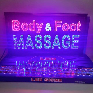 ป้ายไฟLED ป้ายไฟ Body &amp; Foot MASSAGE ป้ายไฟกล่อง หลอดไฟLED ประหยัดไฟ เสียบ ปลั๊กไฟ บ้าน เพิ่มเอกลักษณ์สีสัน สวยงาม