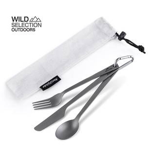 Naturehike Thailand ชุดช้อน ส้อมและมีดไททาเนียม TZD11 titanium cutlery set titanium cutlery set / NH19T011-D