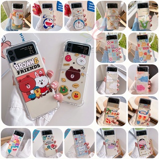 Samsung Galaxy Z Flip 4 3 5G เคสใส พิมพ์ลายการ์ตูนน่ารัก TPU นิ่ม เคสป้องกันเต็มรูปแบบ กันกระแทก สร้างสรรค์ ฝาหลัง เคสใส