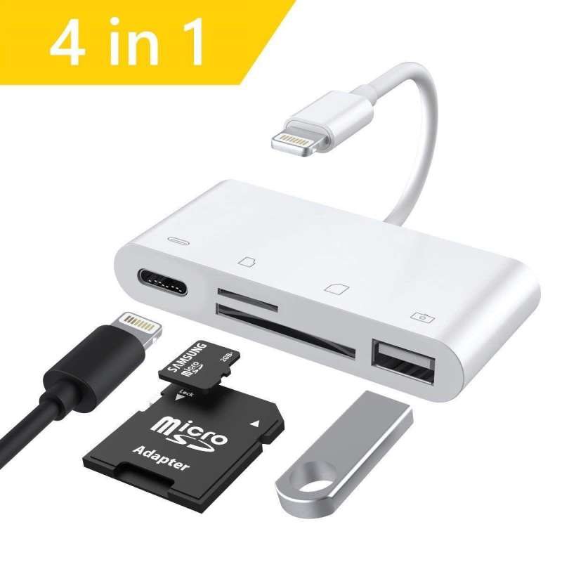 ลดราคา 4 in 1 Lightning to TF SD Card Reader Camera USB OTG Adapter for iPhone iPad Pro #สินค้าเพิ่มเติม สายต่อจอ Monitor แปรงไฟฟ้า สายpower ac สาย HDMI