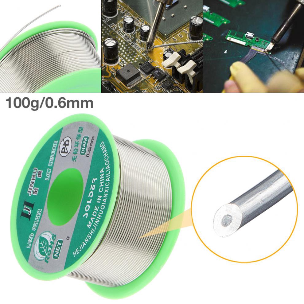 100g 0.6 มม.99.7% Sn 0.03% Cu ตะกั่ว-ฟรี Rosin Core Solder Wire พร้อม Flux และ Low Melting Point สําหรับหัวแร้งไฟฟ้า