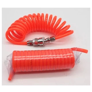 สายลมขดสปริงสีดำ PU ยาว 9 เมตร ขนาด 8x5mm สายปั๊มลมพร้อมหัวคอปเปอร์ ยืดหยุ่นใช้งานกับปั๊มลมได้สะดวก