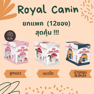 อาหารเปียกแมว Royal Canin Pouch 1 กล่อง (12ซอง) สูตร kitten / instinctive / hair&amp;skin