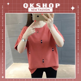 QKshop เสื้อยืดสีสันสดใสสวยงาม✨ เป็นลายแมวดาว ใครอยากเป็นไอต้าวแมวน้อยของใครก็ซื้อไปใส่เลยสิคะ 🔥เพื่อความปัง✨