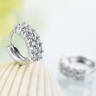 ต่างหูเงิน 925 Earrings Dual Line Crystal เรา Women Fashion แฟชั่น WE5S