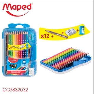 สีไม้ ดินสอสี ชุดสีไม้ 12 สี PEPS สีไม้ด้ามสามเหลี่ยม Maped รหัส CO/832032 แบนด์แท้จาก Maped (มาเพ็ด)